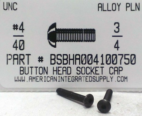 #4-40X3/4 BUTTON HEAD SOCKET CAP SCREW ALLOY STEEL BLACK