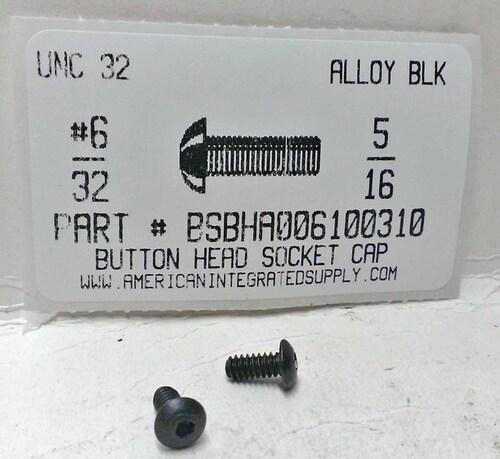 #6-32X5/16 BUTTON HEAD SOCKET CAP SCREW ALLOY STEEL BLACK