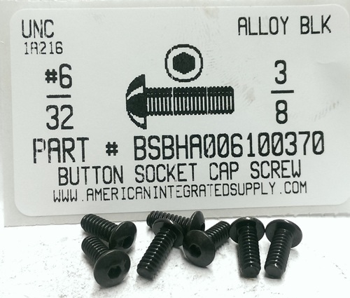 #6-32X3/8 BUTTON HEAD SOCKET CAP SCREW ALLOY STEEL BLACK