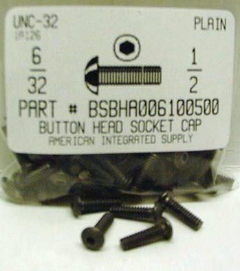 #6-32X1/2 BUTTON HEAD SOCKET CAP SCREW ALLOY STEEL BLACK