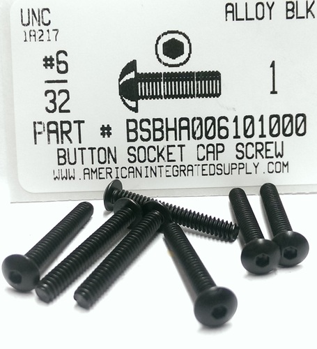 #6-32X1 BUTTON HEAD SOCKET CAP SCREW ALLOY STEEL BLACK