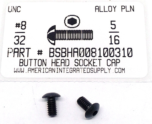 #8-32X5/16 BUTTON HEAD SOCKET CAP SCREW ALLOY STEEL BLACK