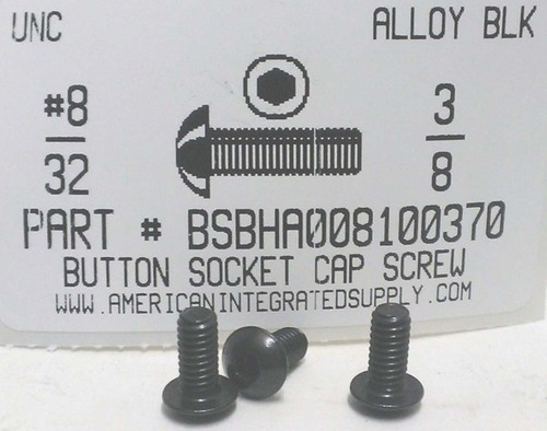 #8-32X3/8 BUTTON HEAD SOCKET CAP SCREW ALLOY STEEL BLACK