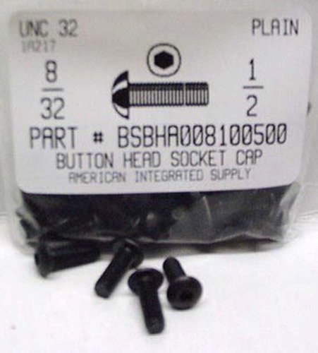 #8-32X1/2 BUTTON HEAD SOCKET CAP SCREW ALLOY STEEL BLACK