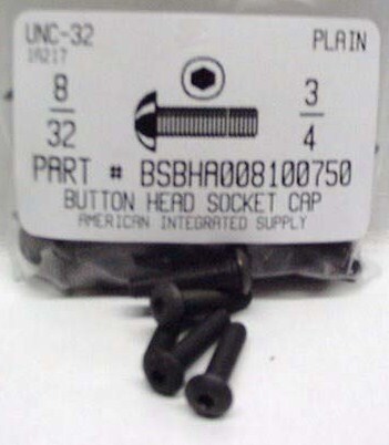 #8-32X3/4 BUTTON HEAD SOCKET CAP SCREW ALLOY STEEL BLACK