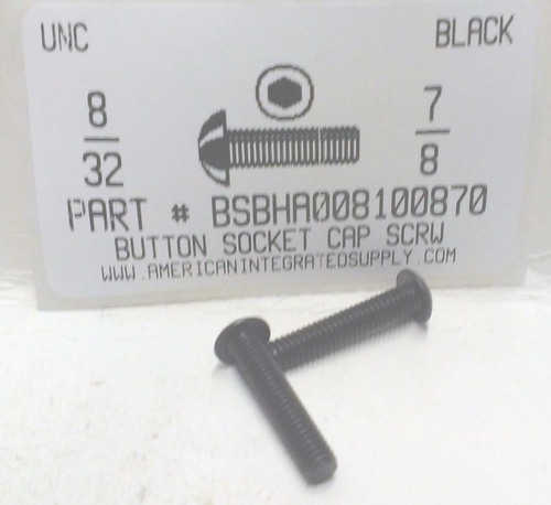 #8-32X7/8 BUTTON HEAD SOCKET CAP SCREW ALLOY STEEL BLACK