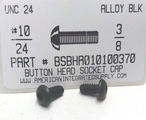 #10-24X3/8 BUTTON HEAD SOCKET CAP SCREW ALLOY STEEL BLACK