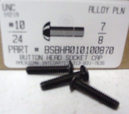 #10-24X7/8 BUTTON HEAD SOCKET CAP SCREW ALLOY STEEL BLACK