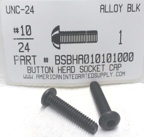 #10-24X1 BUTTON HEAD SOCKET CAP SCREW ALLOY STEEL BLACK