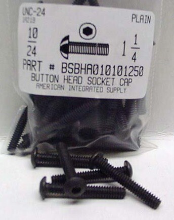 #10-24X1-1/4 BUTTON HEAD SOCKET CAP SCREW ALLOY STEEL BLACK