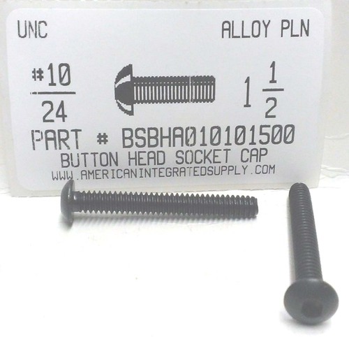 #10-24X1-1/2 BUTTON HEAD SOCKET CAP SCREW ALLOY STEEL BLACK