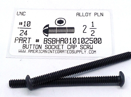 #10-24X2-1/2 BUTTON HEAD SOCKET CAP SCREW ALLOY STEEL BLACK