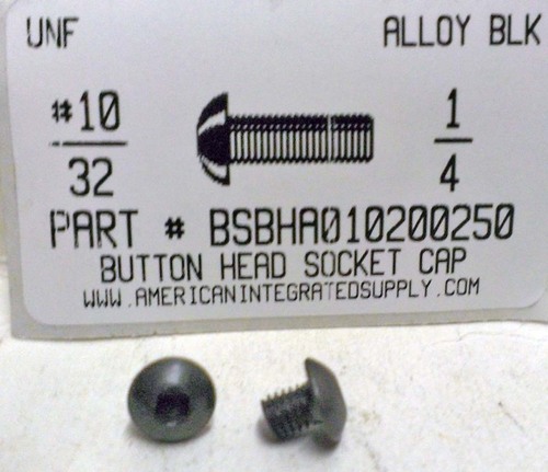 #10-32X1/4 BUTTON HEAD SOCKET CAP SCREW ALLOY STEEL BLACK