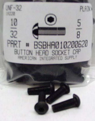 #10-32X5/8 BUTTON HEAD SOCKET CAP SCREW ALLOY STEEL BLACK