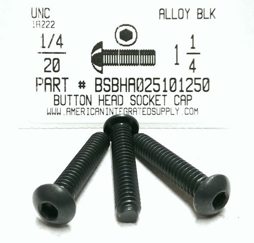 1/4-20X1-1/4 BUTTON HEAD SOCKET CAP SCREW ALLOY STEEL BLACK