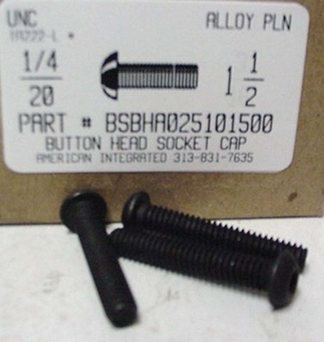 1/4-20X1-1/2 BUTTON HEAD SOCKET CAP SCREW ALLOY STEEL BLACK