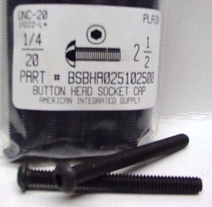 1/4-20X2-1/2 BUTTON HEAD SOCKET CAP SCREW ALLOY STEEL BLACK