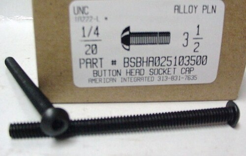 1/4-20X3-1/2 BUTTON HEAD SOCKET CAP SCREW ALLOY STEEL BLACK