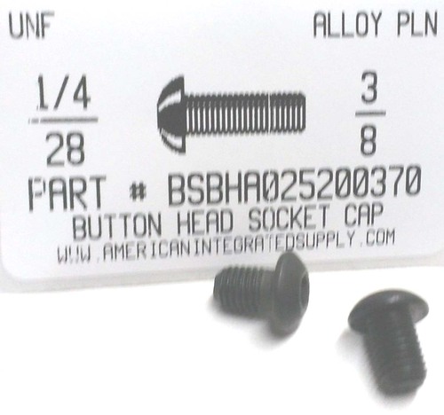 1/4-28X3/8 BUTTON HEAD SOCKET CAP SCREW ALLOY STEEL BLACK