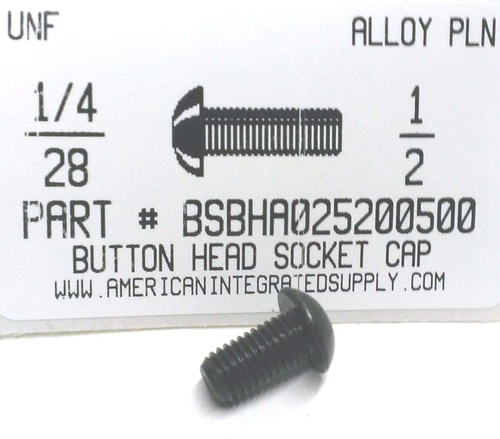 1/4-28X1/2 BUTTON HEAD SOCKET CAP SCREW ALLOY STEEL BLACK