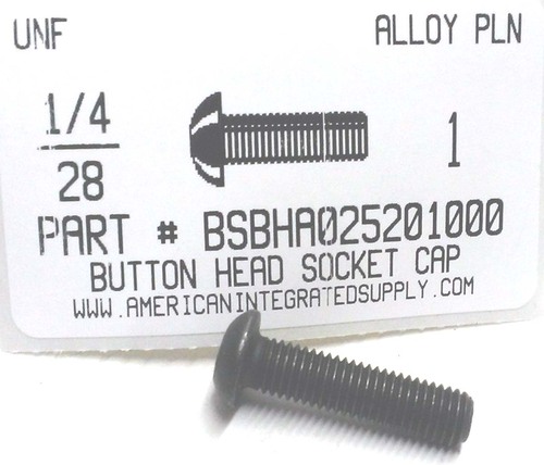 1/4-28X1 BUTTON HEAD SOCKET CAP SCREW ALLOY STEEL BLACK