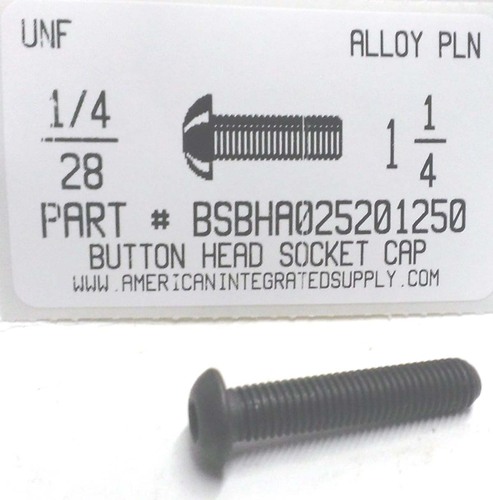 1/4-28X1-1/4 BUTTON HEAD SOCKET CAP SCREW ALLOY STEEL BLACK