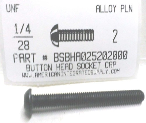 1/4-28X2 BUTTON HEAD SOCKET CAP SCREW ALLOY STEEL BLACK