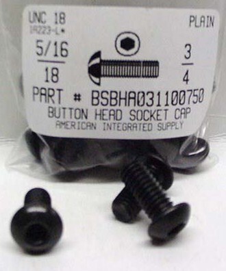 5/16-18X3/4 BUTTON HEAD SOCKET CAP SCREW ALLOY STEEL BLACK