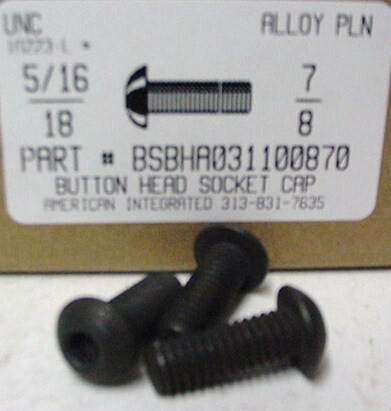 5/16-18X7/8 BUTTON HEAD SOCKET CAP SCREW ALLOY STEEL BLACK