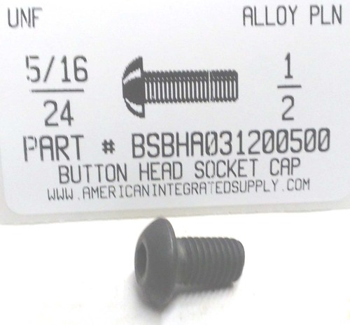 5/16-24X1/2 BUTTON HEAD SOCKET CAP SCREW ALLOY STEEL BLACK