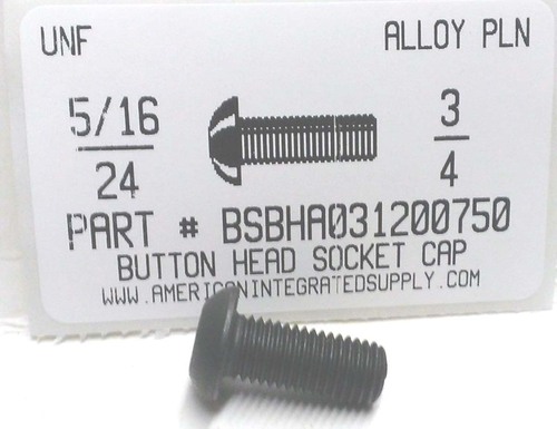 5/16-24X3/4 BUTTON HEAD SOCKET CAP SCREW ALLOY STEEL BLACK