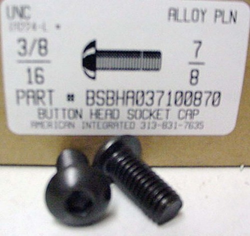 3/8-16X7/8 BUTTON HEAD SOCKET CAP SCREW ALLOY STEEL BLACK