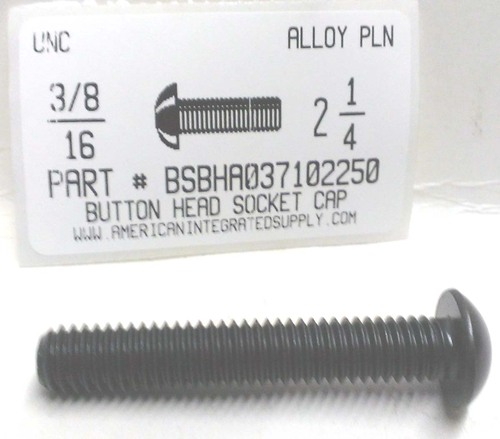 3/8-16X2-1/4 BUTTON HEAD SOCKET CAP SCREW ALLOY STEEL BLACK