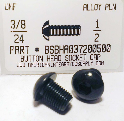 3/8-24X1/2 BUTTON HEAD SOCKET CAP SCREW ALLOY STEEL BLACK