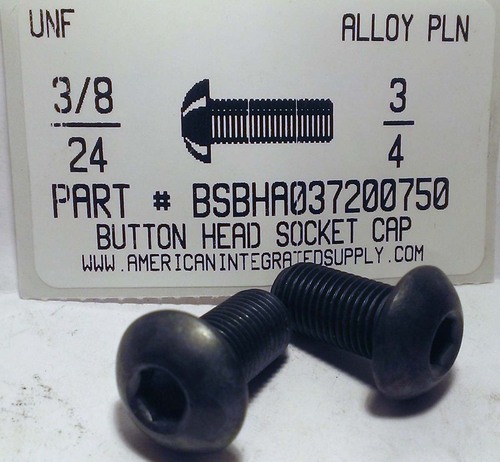 3/8-24X3/4 BUTTON HEAD SOCKET CAP SCREW ALLOY STEEL BLACK