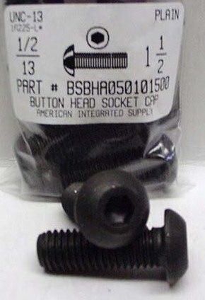 1/2-13X1-1/2 BUTTON HEAD SOCKET CAP SCREW ALLOY STEEL BLACK