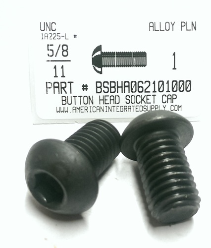 5/8-11X1 BUTTON HEAD SOCKET CAP SCREW ALLOY STEEL BLACK