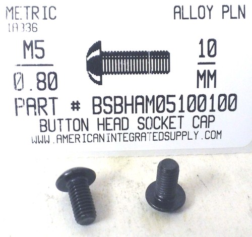 M5-.80X10MM BUTTON HEAD SOCKET CAP SCREW 12.9 STEEL BLACK D7380