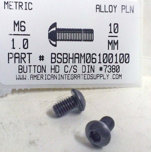 M6-1.00X10MM BUTTON HEAD SOCKET CAP SCREW 12.9 STEEL BLACK D7380