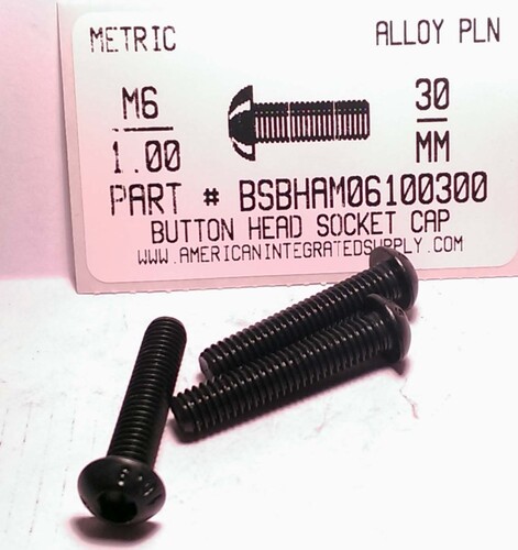 M6-1.00X30mm BUTTON HEAD SOCKET CAP SCREW 10.9 STEEL BLACK D7380