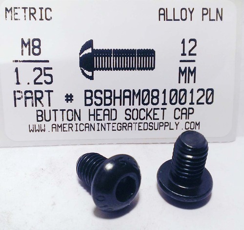 M8-1.25X12MM BUTTON HEAD SOCKET CAP SCREW 12.9 STEEL BLACK D7380