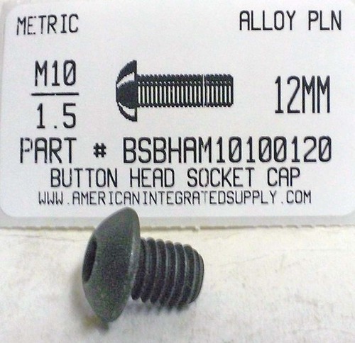 M10-1.50X12MM BUTTON HEAD SOCKET CAP SCREW 12.9 STEEL BLACK D7380