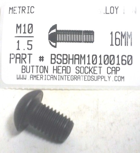 M10-1.50X16mm BUTTON HEAD SOCKET CAP SCREW 10.9 STEEL BLACK D7380