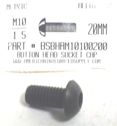 M10-1.50X20mm BUTTON HEAD SOCKET CAP SCREW 10.9 STEEL BLACK D7380