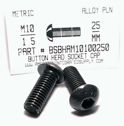 M10-1.50X25mm BUTTON HEAD SOCKET CAP SCREW 10.9 STEEL BLACK D7380