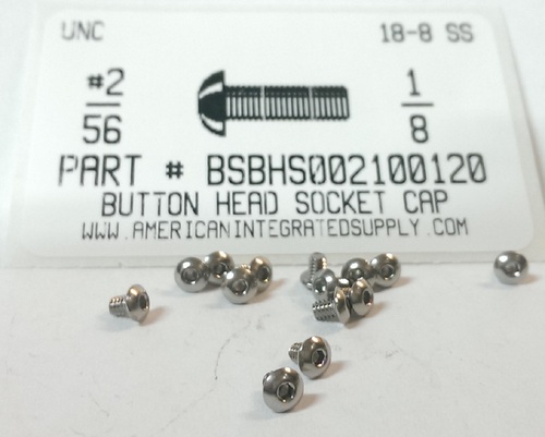 #2-56X1/8 BUTTON HEAD SOCKET CAP SCREW 18-8 STAINLESS STEEL