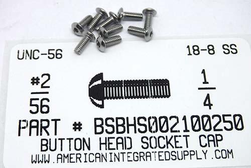 #2-56X1/4 BUTTON HEAD SOCKET CAP SCREW 18-8 STAINLESS STEEL