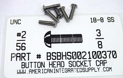 #2-56X3/8 BUTTON HEAD SOCKET CAP SCREW 18-8 STAINLESS STEEL