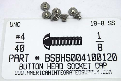 #4-40X1/8 BUTTON HEAD SOCKET CAP SCREW 18-8 STAINLESS STEEL