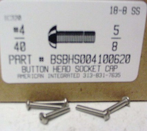 #4-40X5/8 BUTTON HEAD SOCKET CAP SCREW 18-8 STAINLESS STEEL